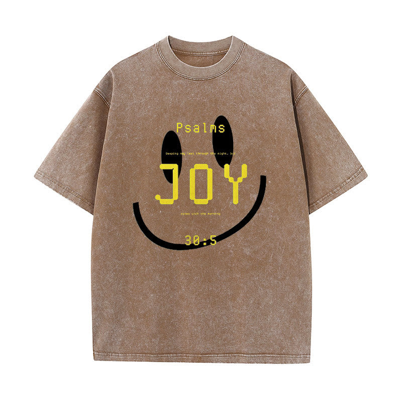 Christianartworkshop Joy Psalm 30:5 Unisex Washed T-Shirt - Coffee - 5XL - image 4
