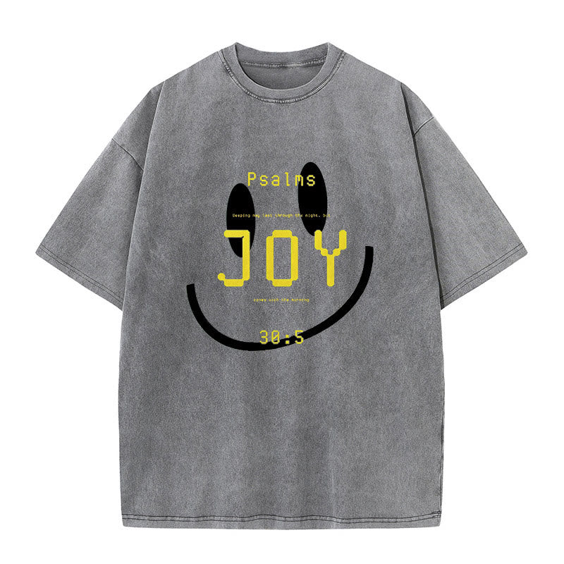 Christianartworkshop Joy Psalm 30:5 Unisex Washed T-Shirt - Grey - 5XL - image 2