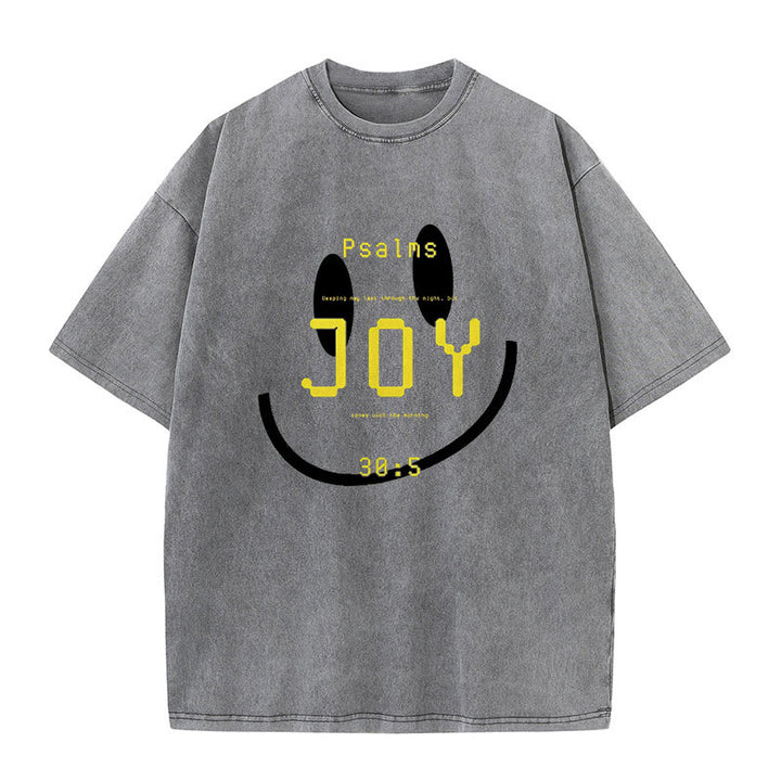 Christianartworkshop Joy Psalm 30:5 Unisex Washed T-Shirt - Grey - 5XL - image 2