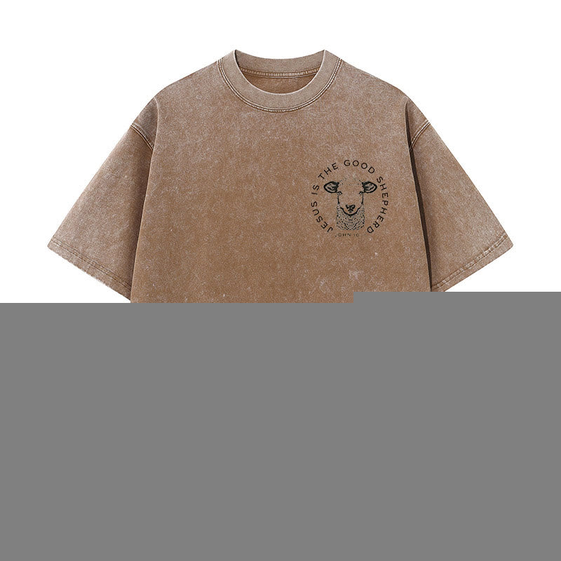 Christianartworkshop "He Left The 99 To Rescue Me" Unisex Washed T-Shirt - image 9