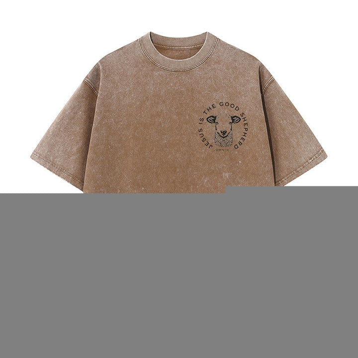 Christianartworkshop "He Left The 99 To Rescue Me" Unisex Washed T-Shirt - image 9