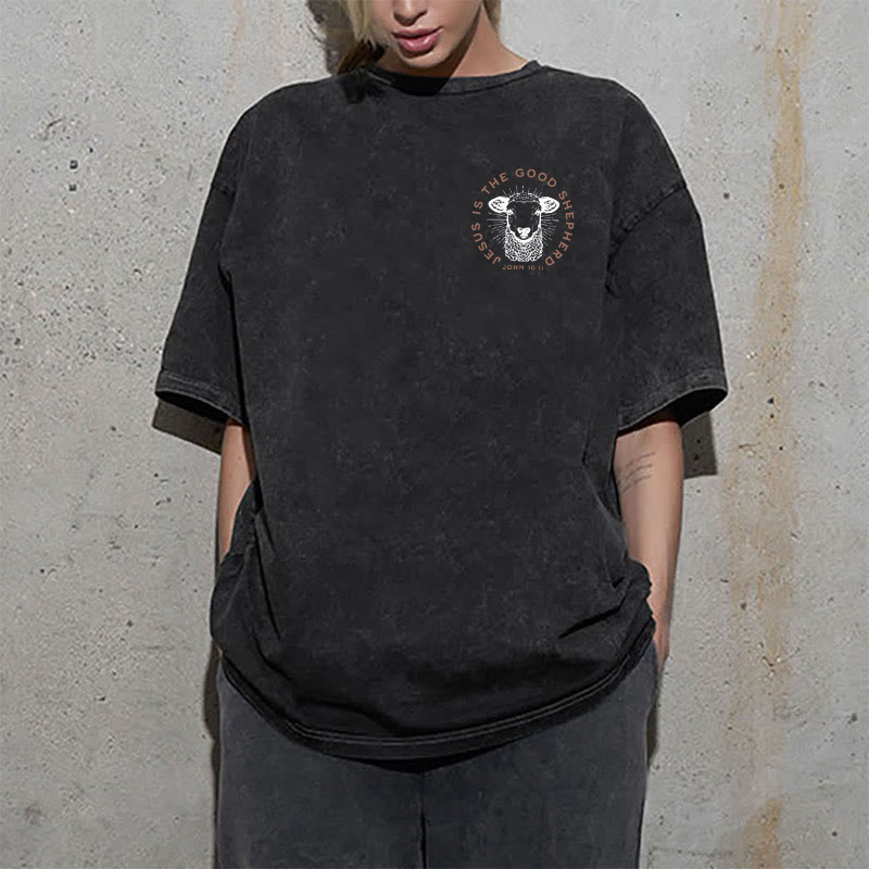 Christianartworkshop "He Left The 99 To Rescue Me" Unisex Washed T-Shirt - image 19