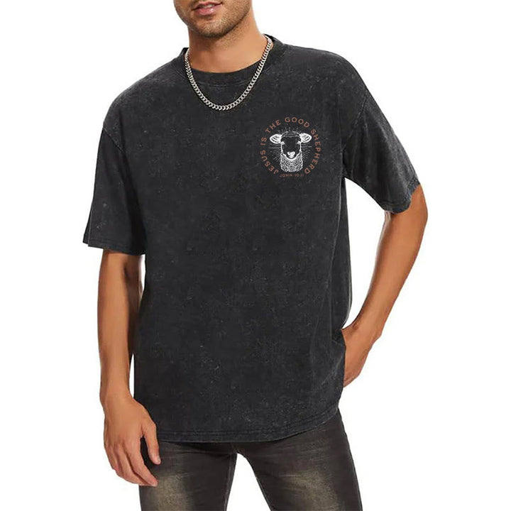 Christianartworkshop "He Left The 99 To Rescue Me" Unisex Washed T-Shirt - image 20