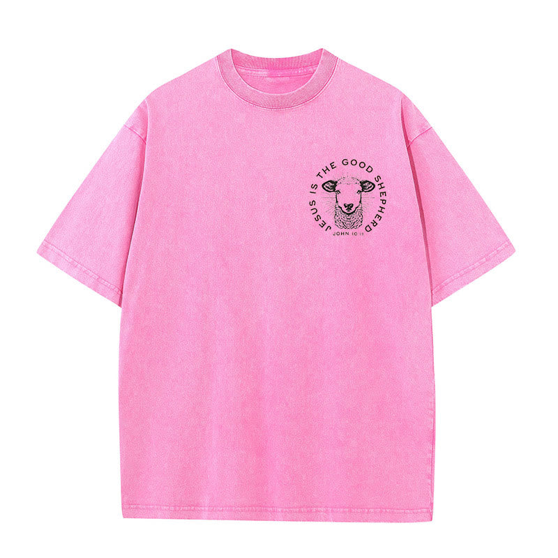 Christianartworkshop "He Left The 99 To Rescue Me" Unisex Washed T-Shirt - image 11