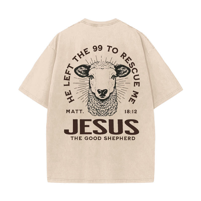 Christianartworkshop "He Left The 99 To Rescue Me" Unisex Washed T-Shirt - Apricot - 5XL - image 13