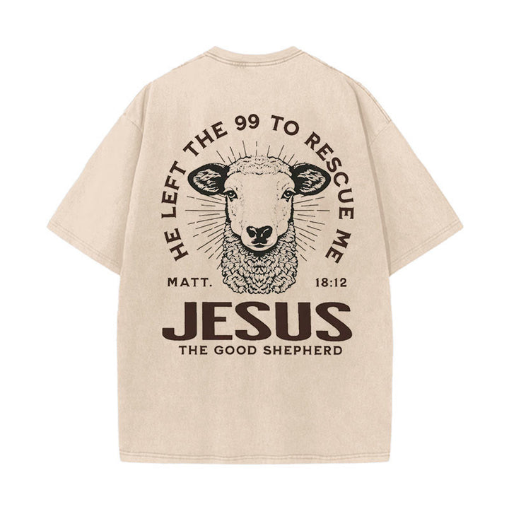 Christianartworkshop "He Left The 99 To Rescue Me" Unisex Washed T-Shirt - Apricot - 5XL - image 13