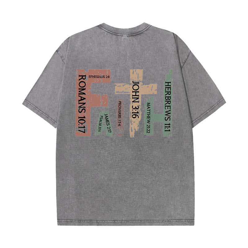Christianartworkshop Faith - Inspired Bible Verses Unisex Washed T-Shirt - Grey - 5XL - image 8