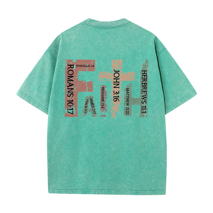 Christianartworkshop Faith - Inspired Bible Verses Unisex Washed T-Shirt - Light Green - 5XL - image 10