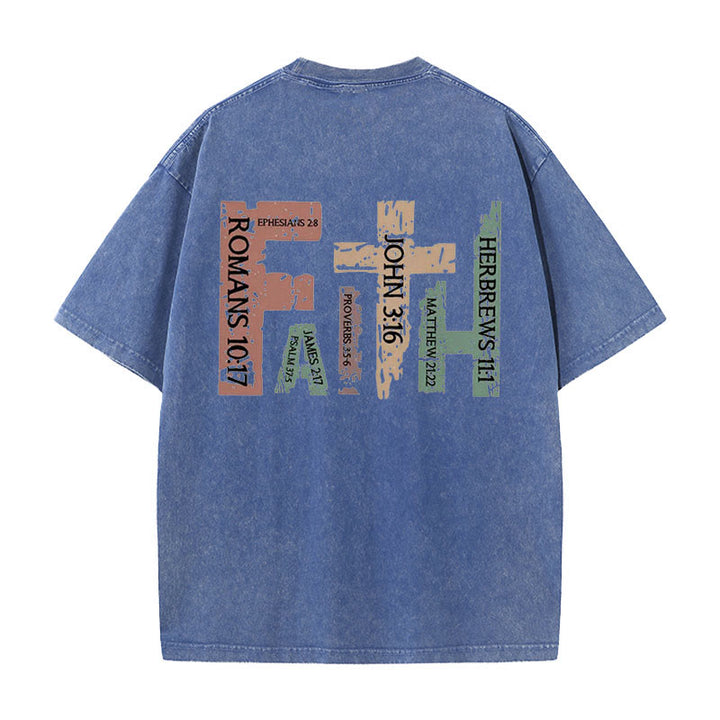 Christianartworkshop Faith - Inspired Bible Verses Unisex Washed T-Shirt - Navy Blue - 5XL - image 16