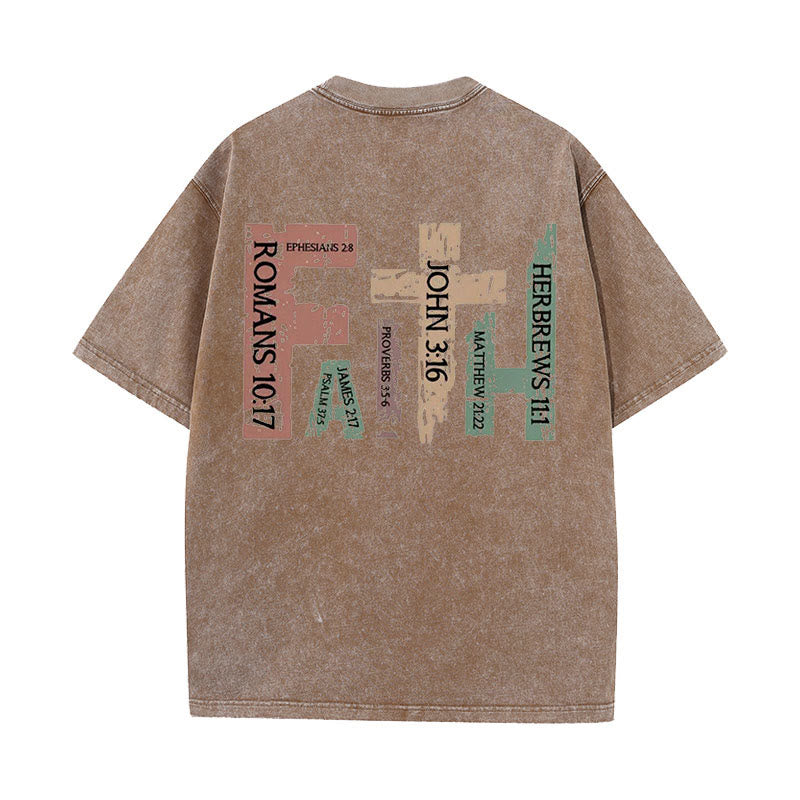 Christianartworkshop Faith - Inspired Bible Verses Unisex Washed T-Shirt - Brown - 5XL - image 18