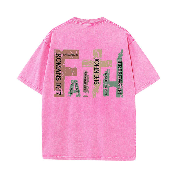 Christianartworkshop Faith - Inspired Bible Verses Unisex Washed T-Shirt - Pink - 5XL - image 14