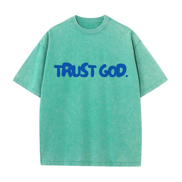 Christianartworkshop Trust In God Unisex Washed T-Shirt - Green - 5XL - image 6