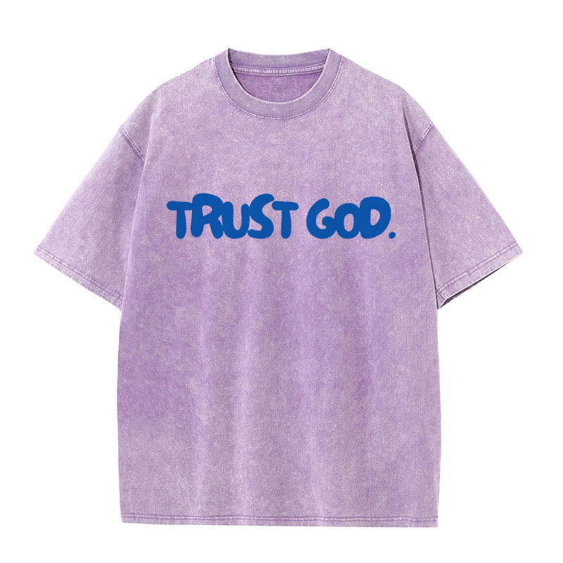 Christianartworkshop Trust In God Unisex Washed T-Shirt - Purple - 5XL - image 10