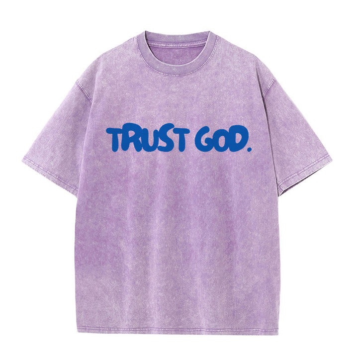 Christianartworkshop Trust In God Unisex Washed T-Shirt - Purple - 5XL - image 10