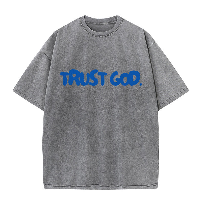 Christianartworkshop Trust In God Unisex Washed T-Shirt - Grey - 5XL - image 6