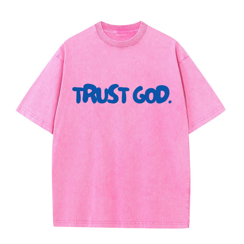 Christianartworkshop Trust In God Unisex Washed T-Shirt - Pink - 5XL - image 8