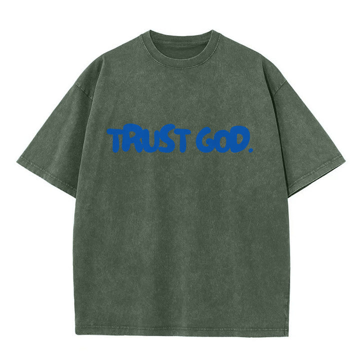 Christianartworkshop Trust In God Unisex Washed T-Shirt - Army Green - 5XL - image 7