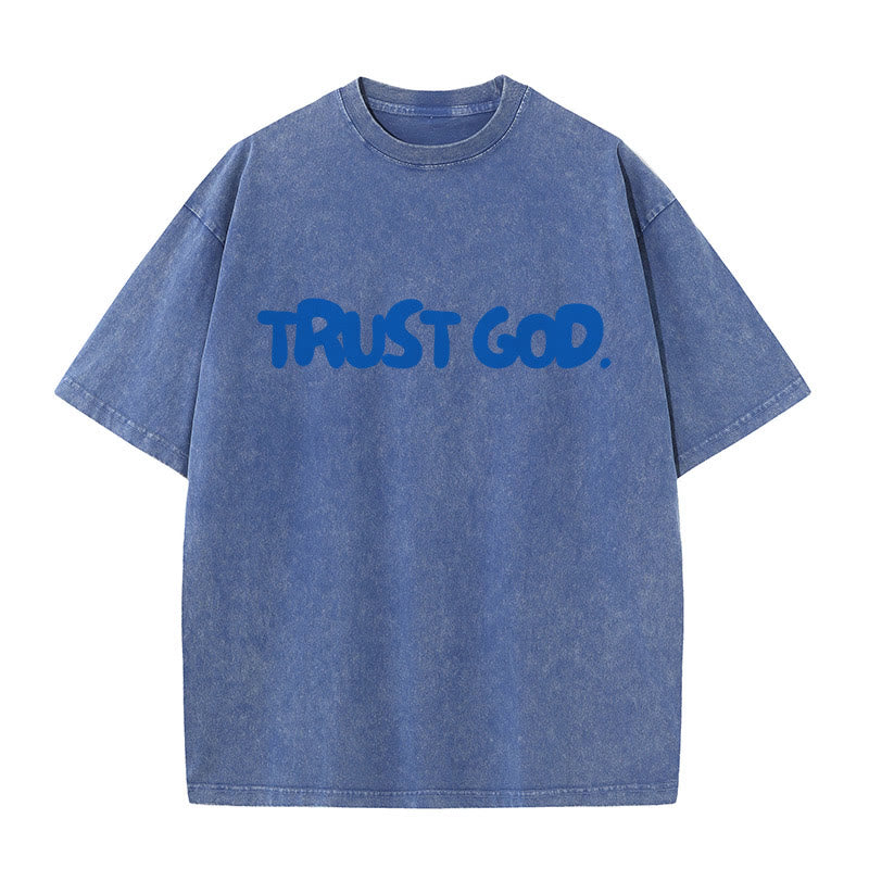 Christianartworkshop Trust In God Unisex Washed T-Shirt - Blue - 5XL - image 11