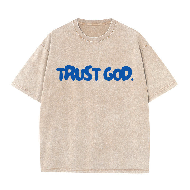 Christianartworkshop Trust In God Unisex Washed T-Shirt - Apricot - 5XL - image 4
