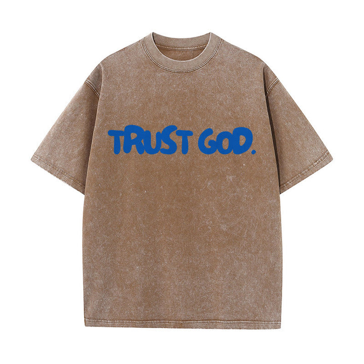 Christianartworkshop Trust In God Unisex Washed T-Shirt - Coffee - 5XL - image 12