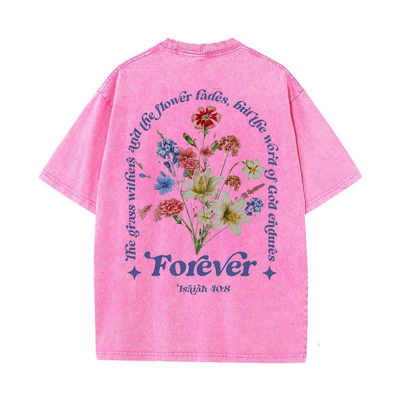 Christianartworkshop Eternal Word of God Unisex Washed T-Shirt - Pink - 5XL - image 4