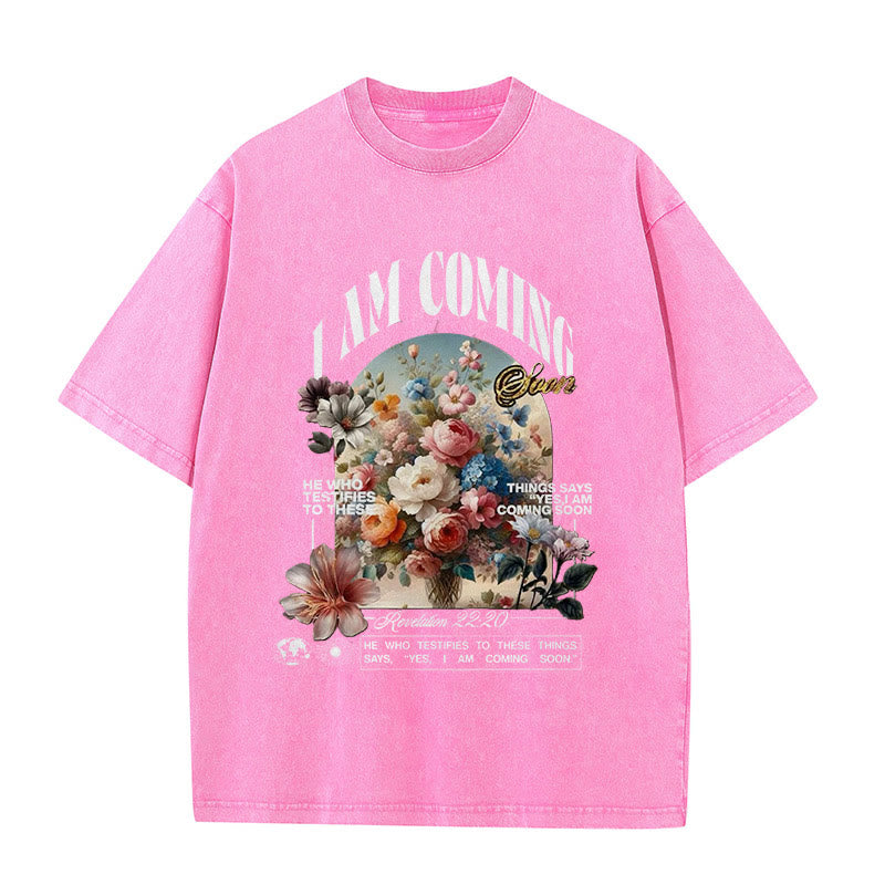 Christianartworkshop I Am Coming Soon Unisex Washed T-Shirt - Pink - 5XL - image 8