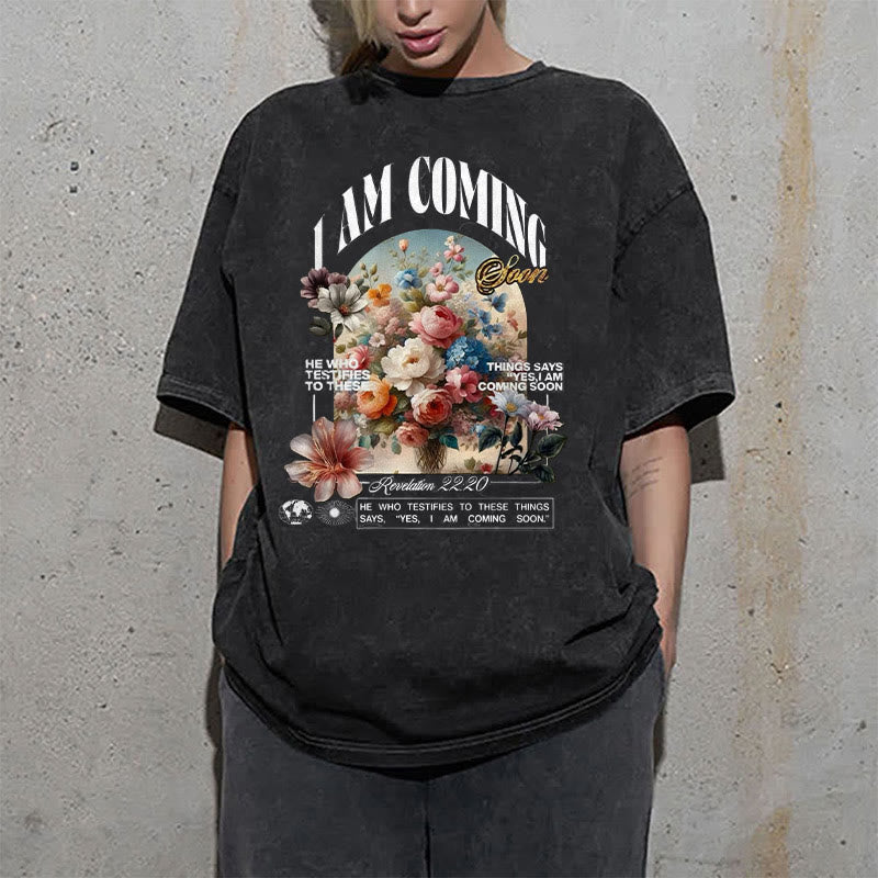 Christianartworkshop I Am Coming Soon Unisex Washed T-Shirt - image 1
