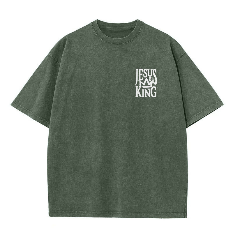 Christianartworkshop Jesus is King Statement Unisex Washed T-Shirt - image 16