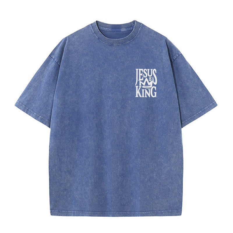 Christianartworkshop Jesus is King Statement Unisex Washed T-Shirt - image 1