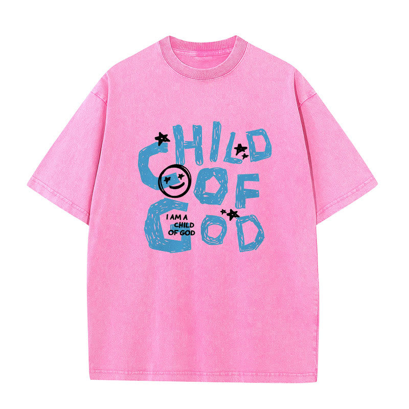 Christianartworkshop Child of God Unisex Washed T-Shirt - Pink - 5XL - image 0