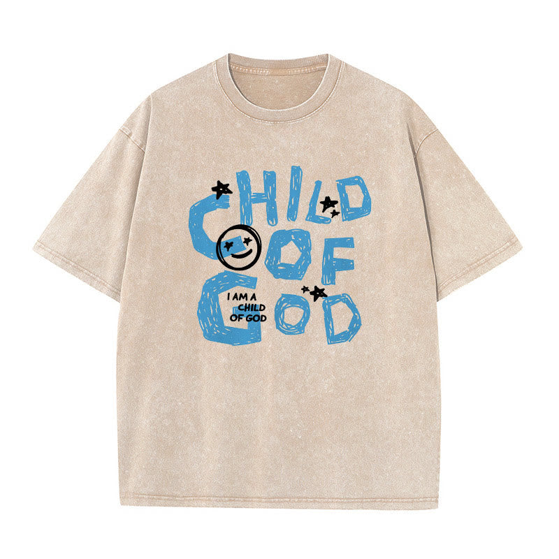 Christianartworkshop Child of God Unisex Washed T-Shirt - Apricot - 5XL - image 2