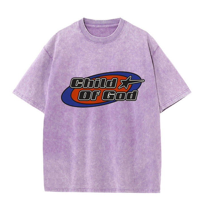 Christianartworkshop Child of God Graphic Unisex Washed T-Shirt - Purple - 5XL - image 7