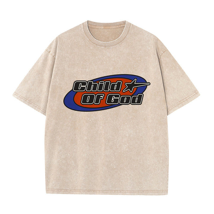 Christianartworkshop Child of God Graphic Unisex Washed T-Shirt - Apricot - 5XL - image 1