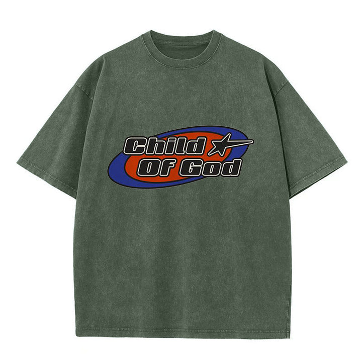 Christianartworkshop Child of God Graphic Unisex Washed T-Shirt - Army Green - 5XL - image 10