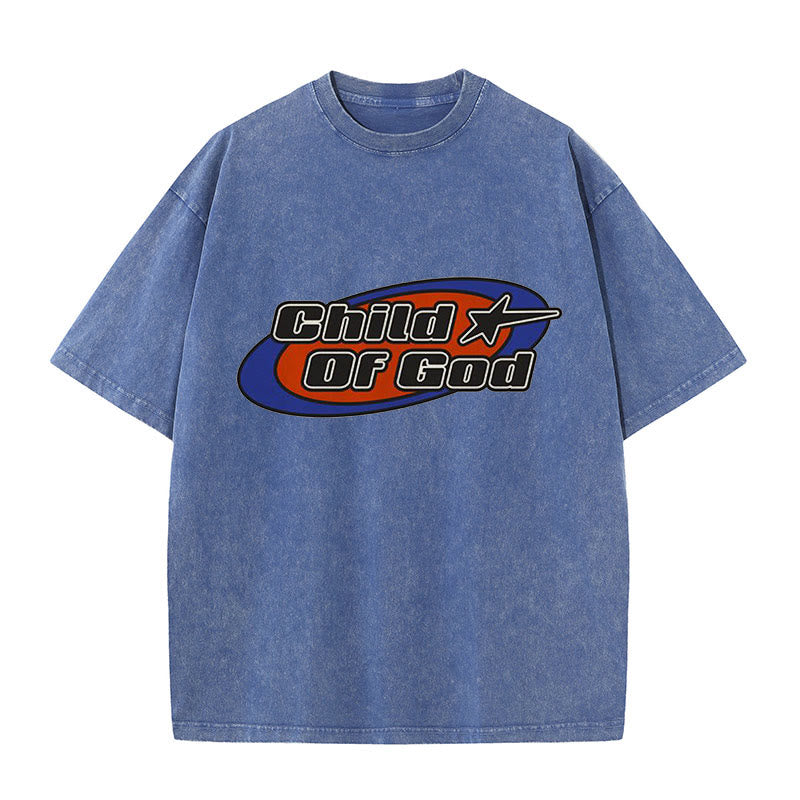 Christianartworkshop Child of God Graphic Unisex Washed T-Shirt - Blue - 5XL - image 6