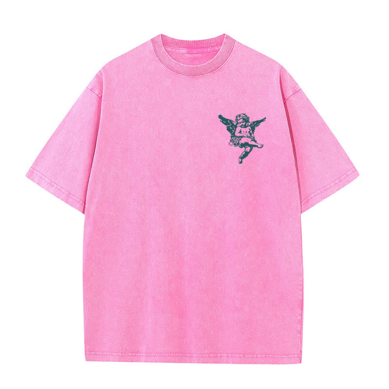 Christianartworkshop Inspired Blessed T-Shirt with Cherub Design Unisex Washed T-Shirt - image 15