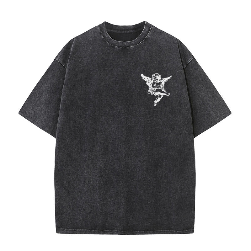 Christianartworkshop Inspired Blessed T-Shirt with Cherub Design Unisex Washed T-Shirt - image 5