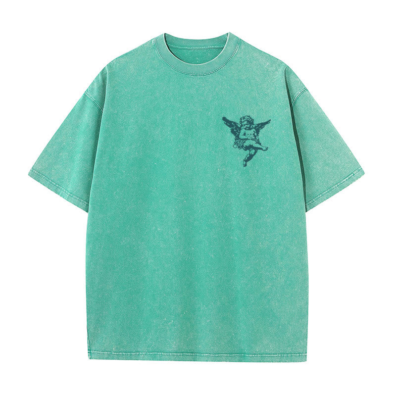 Christianartworkshop Inspired Blessed T-Shirt with Cherub Design Unisex Washed T-Shirt - image 7
