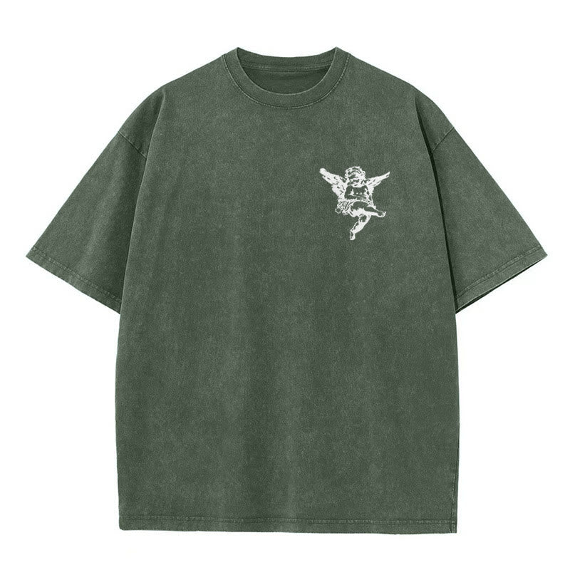 Christianartworkshop Inspired Blessed T-Shirt with Cherub Design Unisex Washed T-Shirt - image 9