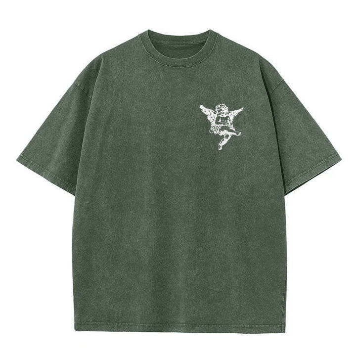 Christianartworkshop Inspired Blessed T-Shirt with Cherub Design Unisex Washed T-Shirt - image 9