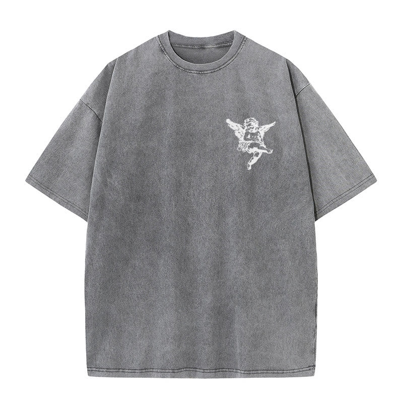 Christianartworkshop Inspired Blessed T-Shirt with Cherub Design Unisex Washed T-Shirt - image 11