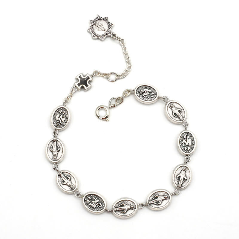 Christianartworkshop St. Benedict, Miraculous Medal & Cross Classic Bracelet: A Timeless Token of Divine Protection - Our Lady - Black - image 7