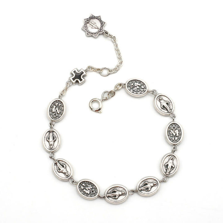 Christianartworkshop St. Benedict, Miraculous Medal & Cross Classic Bracelet: A Timeless Token of Divine Protection - Our Lady - Black - image 7