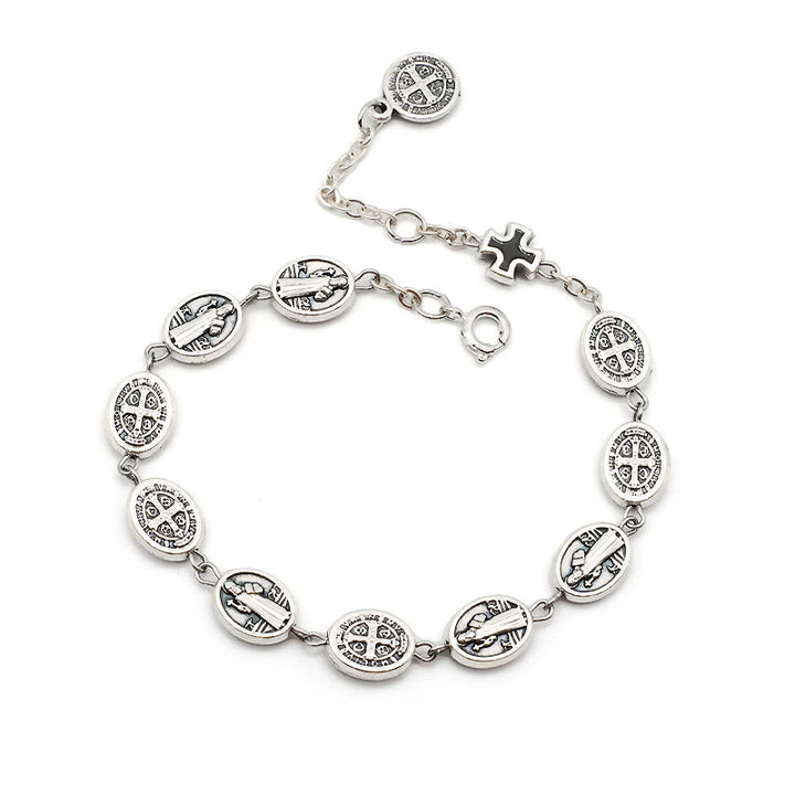 Christianartworkshop St. Benedict, Miraculous Medal & Cross Classic Bracelet: A Timeless Token of Divine Protection - St. Benedict - Black - image 6
