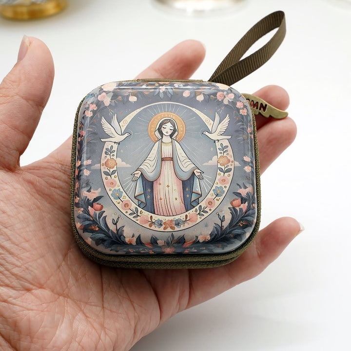 Christianartworkshop 9 Patterns Cartoon Style Square Rosary Cases: A Beautiful Blend of Faith and Function - Style-D - image 4