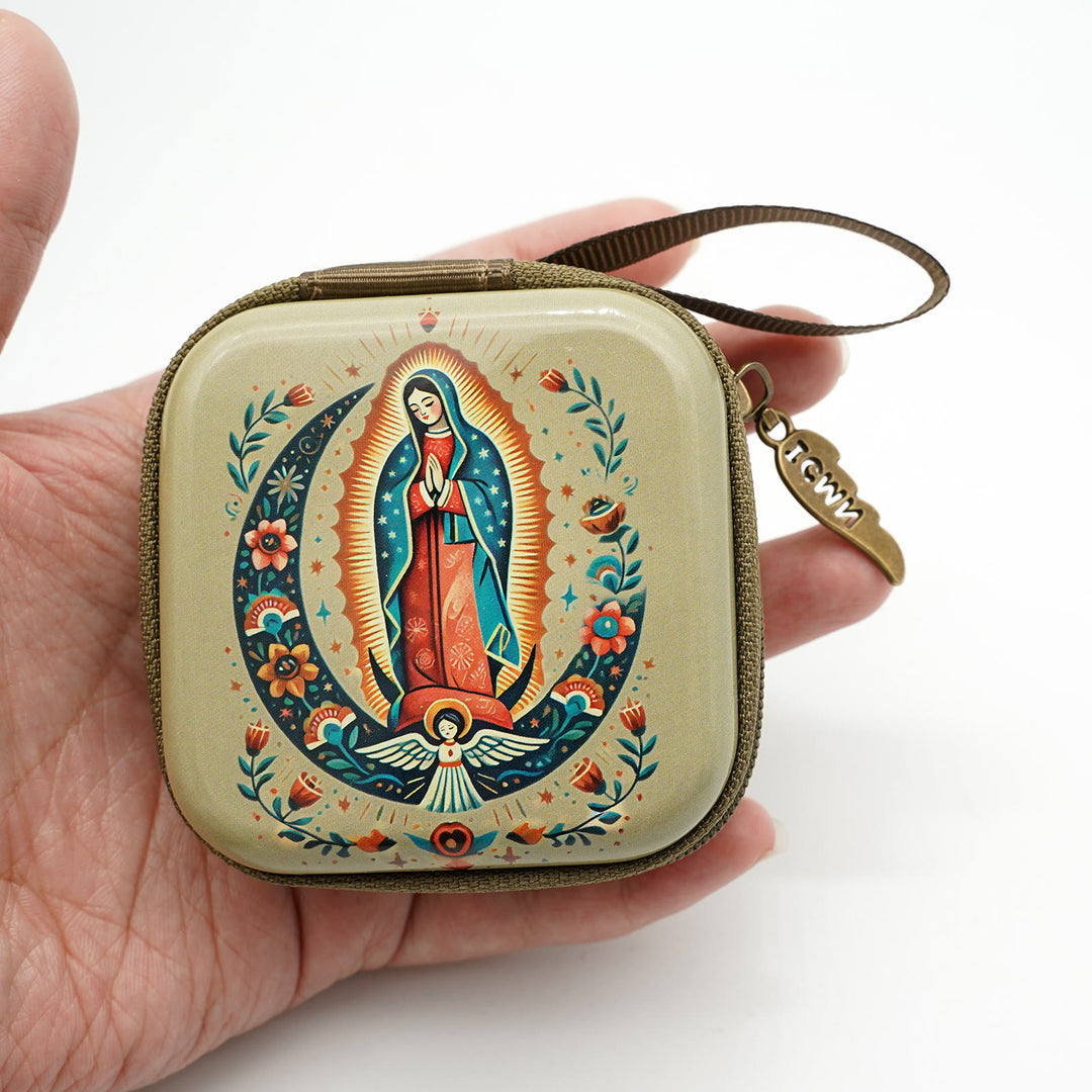 Christianartworkshop 9 Patterns Cartoon Style Square Rosary Cases: A Beautiful Blend of Faith and Function
