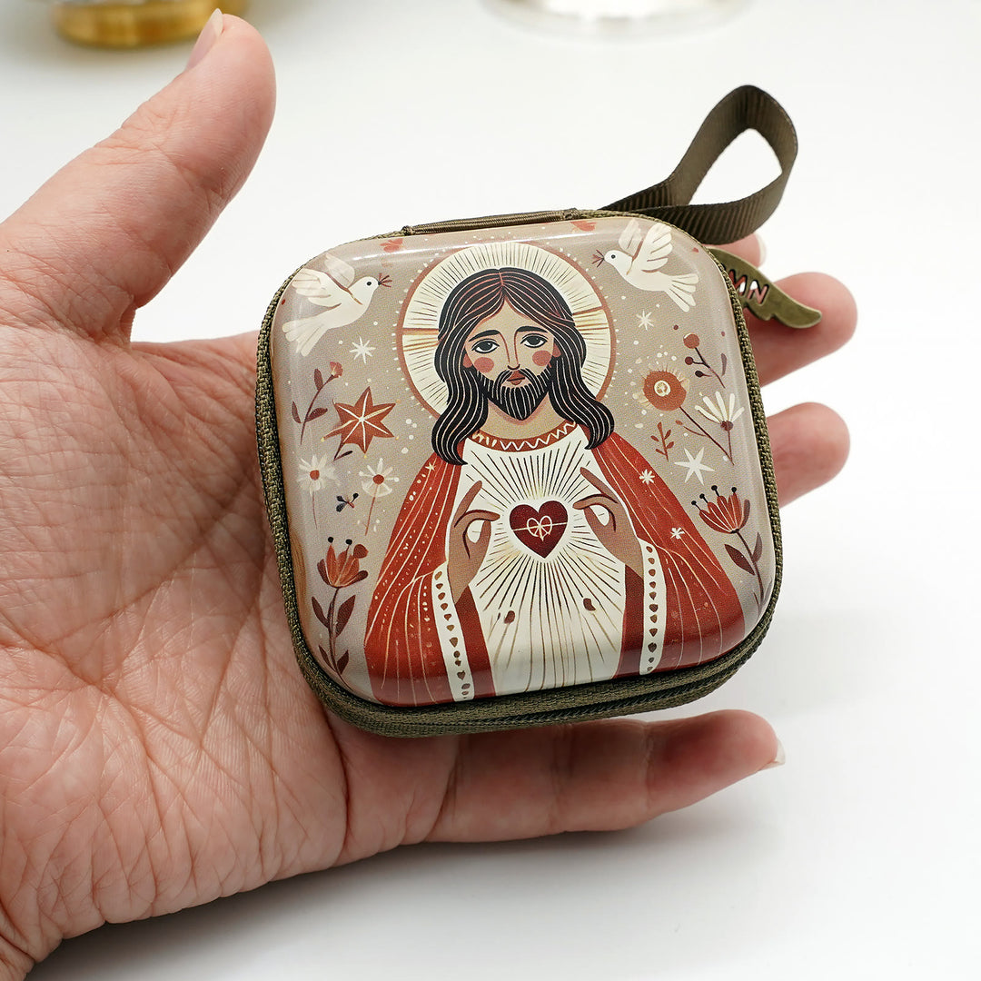 Christianartworkshop 9 Patterns Cartoon Style Square Rosary Cases: A Beautiful Blend of Faith and Function - Style-E - image 5