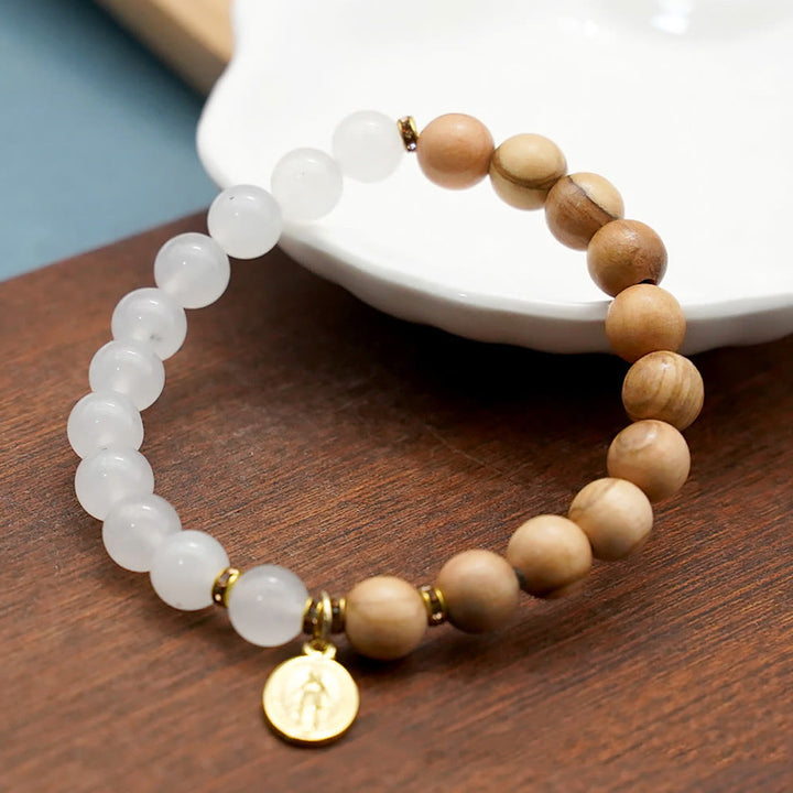 Christianartworkshop Red Agate & White Chalcedony Beads With Our Lady Pendant Bracelets: A Token of Devotion - image 6