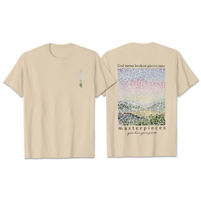 Christianartworkshop God Turns Broken Pieces into Masterpieces T-Shirt - Beige - 2XL - image 7