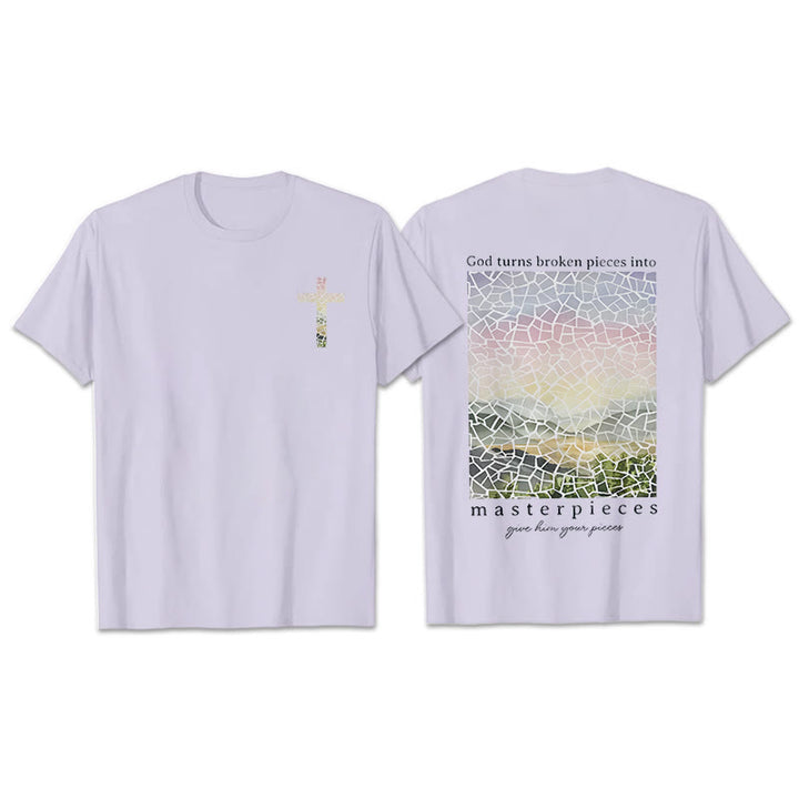 Christianartworkshop God Turns Broken Pieces into Masterpieces T-Shirt - Purple - 2XL - image 21